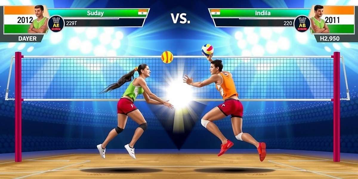 Volley Champions India Multiplayer Action Volley Champions India multiplayer mode showing two players from different Indian states competing