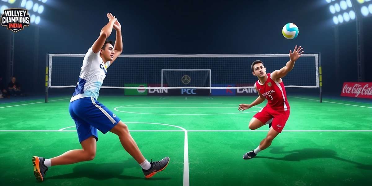 Volley Champions India Exciting Gameplay Volley Champions India gameplay showing a tense match between two regional teams