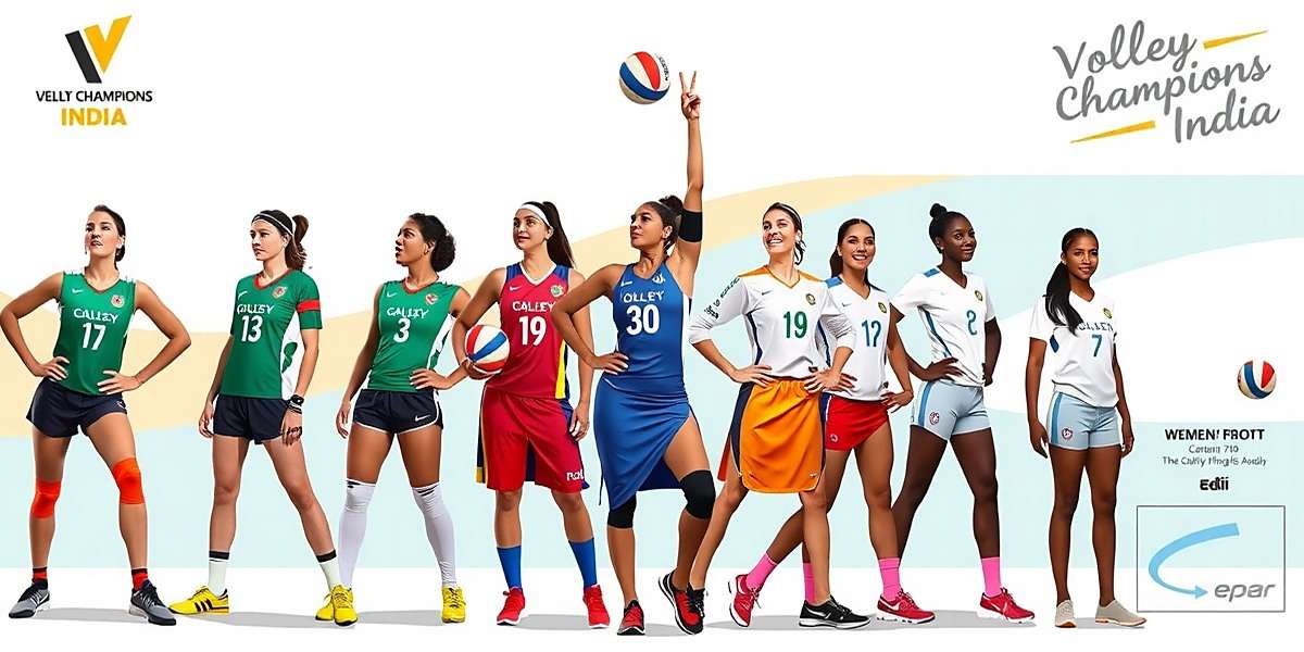Volley Champions India Women's League Concept Concept art for Volley Champions India upcoming women's league featuring players in traditional and modern uniforms